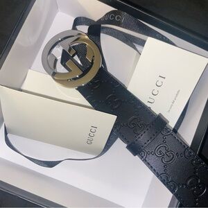Gucci signature Belt with Silver Buckle 85cm(34-36)